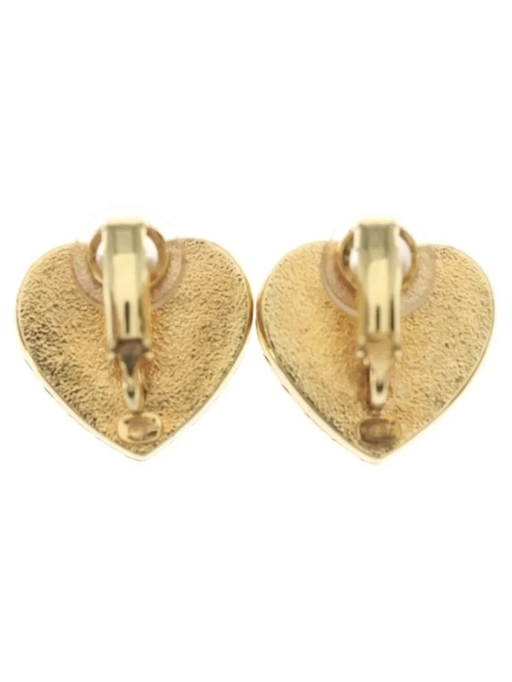 Chanel CC Logo Heart Earrings Gold Blue